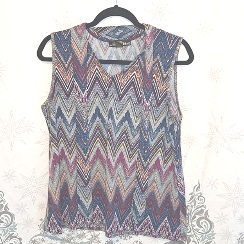 80 Park Boho Print Sleeveless Blouse XL